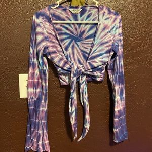 Hard tail tie dye crop wrap top size Medium